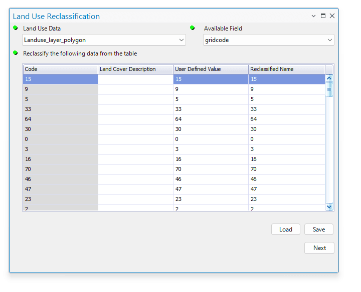Fig.107: Land Use Properties Pre-processing Tool window