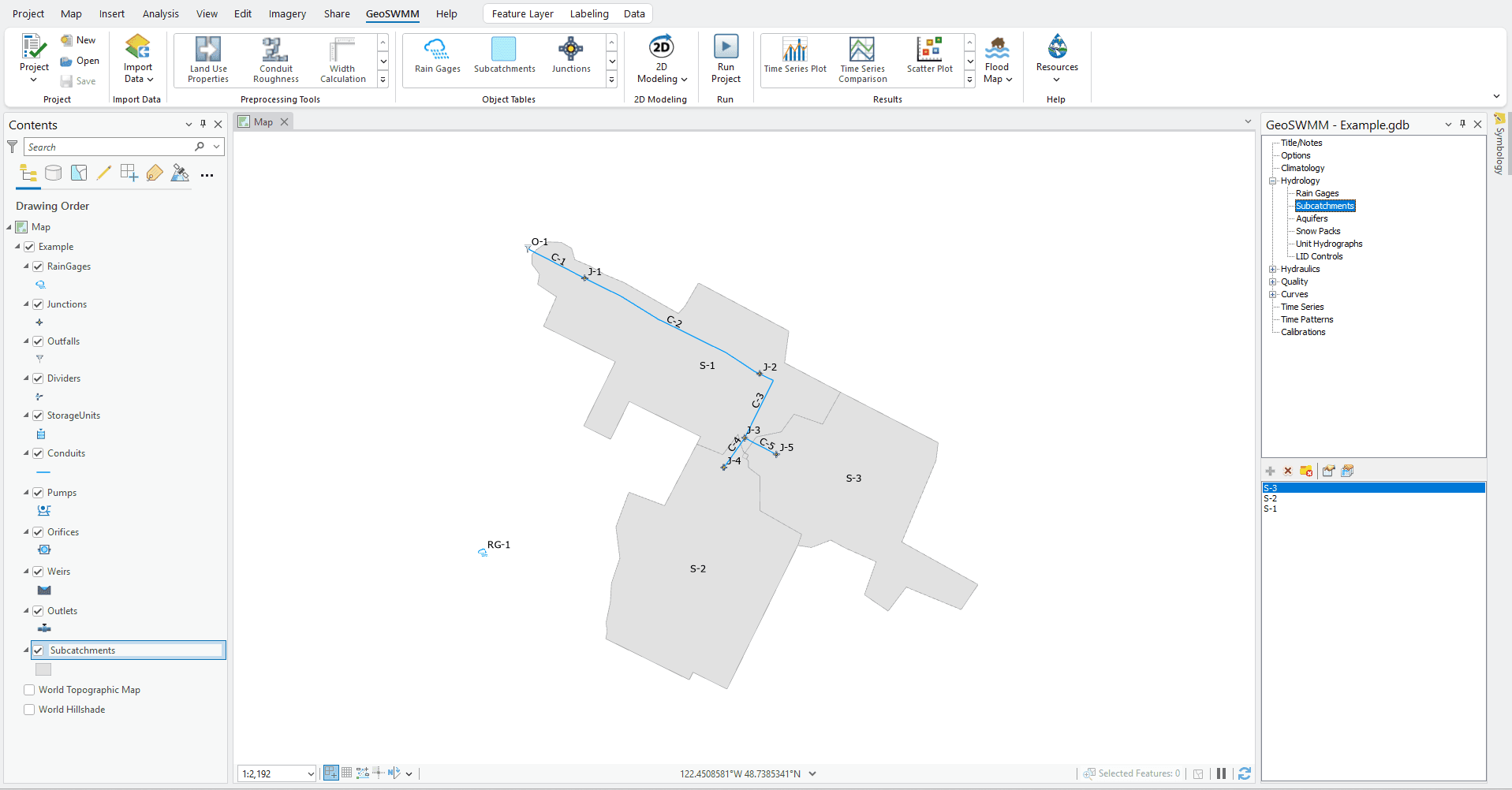 Fig 64: GeoSWMM model network