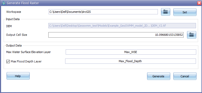 Fig.167: Generate Flood Raster Tool window