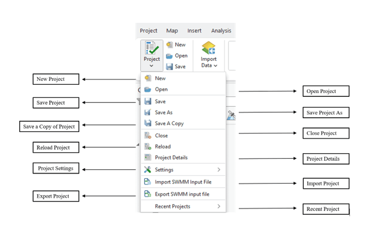 Fig 66: Project Menu items